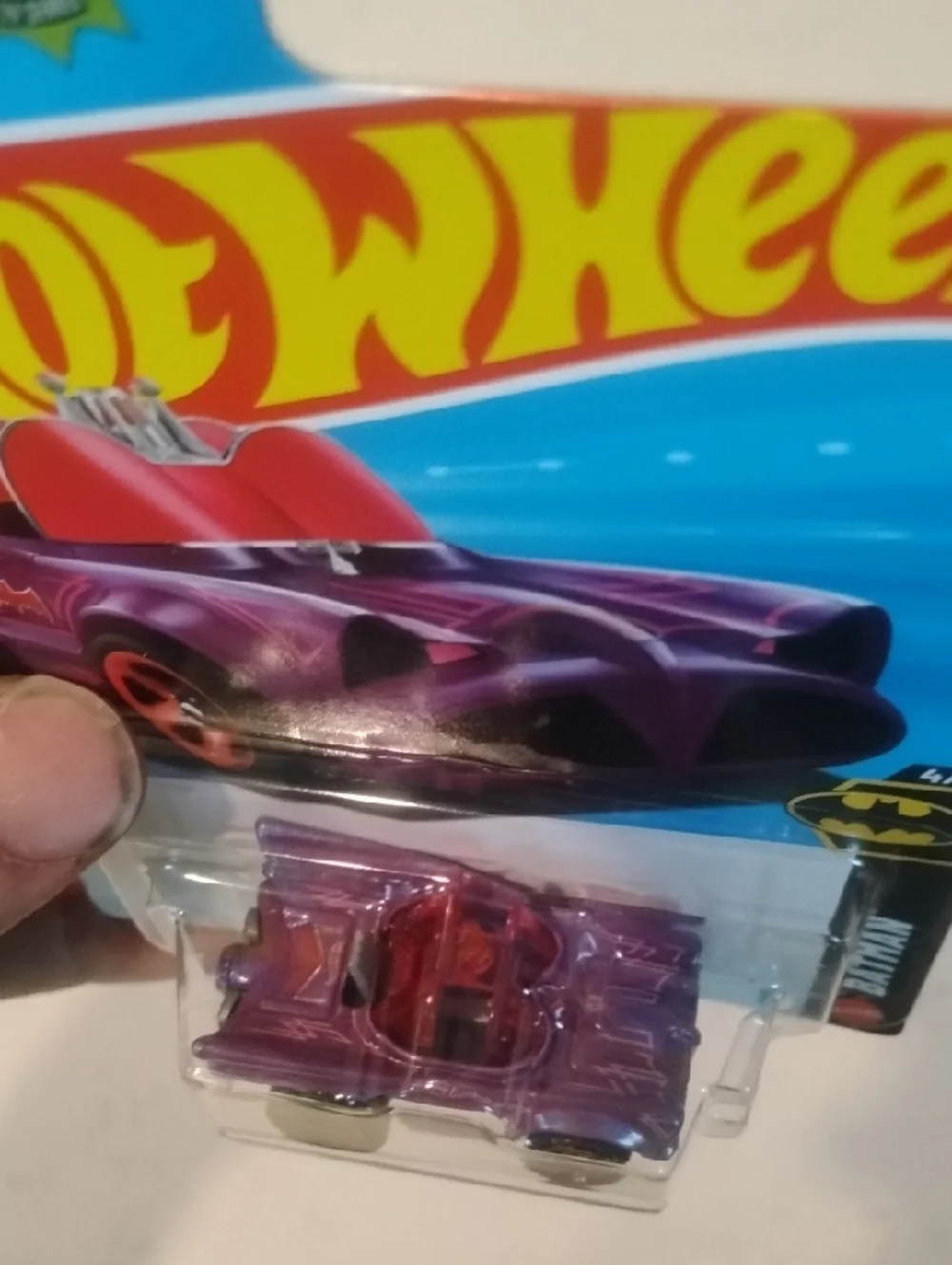 Mattel Hot Wheels Purple Batmobile with Orange Wheels